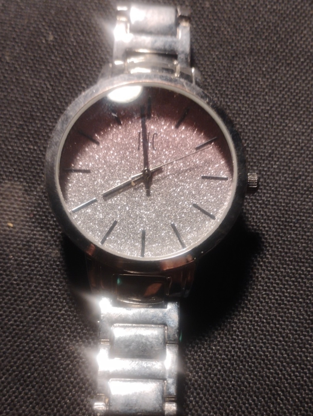 Nine West Silver Glitter Dial Stainless Watch